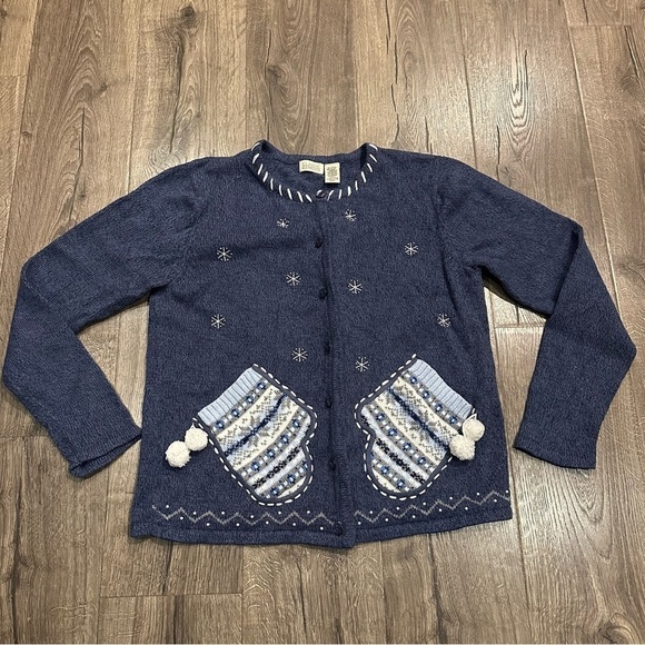 CLASSIC ELEMENTS 90s GRANNYCORE Cardigan Size L Fair Isle Sweater Ramie Ugly Vtg - Picture 8 of 8